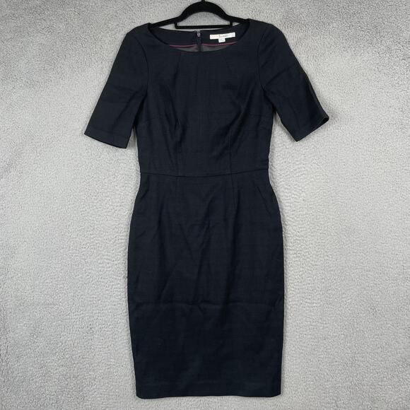 Boden Dress Womens 4 Black Sheath Short Sleeve Structured Work Office Cotton - Picture 1 of 8
